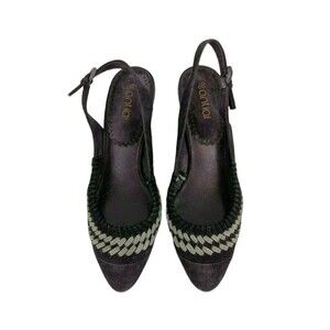 ANTIA Slingback Pumps  Size 9  Purple Black & Gray Suede  Corpcore  Careercore